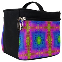 Groovy Pink Blue Yellow Square Pattern Make Up Travel Bag (big)