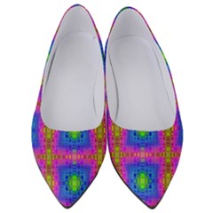 Groovy Pink Blue Yellow Square Pattern Women s Low Heels by BrightVibesDesign