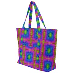 Groovy Pink Blue Yellow Square Pattern Zip Up Canvas Bag by BrightVibesDesign