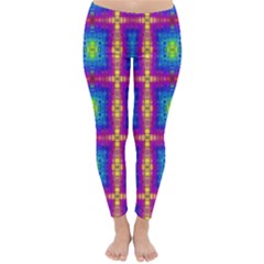 Groovy Blue Pink Yellow Square Pattern Classic Winter Leggings