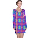 Groovy Blue Pink Yellow Square Pattern Long Sleeve Nightdress View1