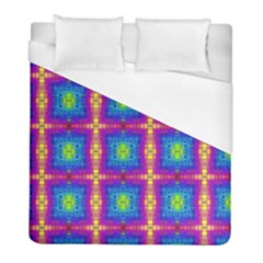 Groovy Blue Pink Yellow Square Pattern Duvet Cover (full/ Double Size)