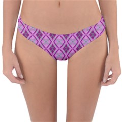 Argyle Large Pink Pattern Reversible Hipster Bikini Bottoms by BrightVibesDesign