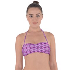 Argyle Large Pink Pattern Halter Bandeau Bikini Top by BrightVibesDesign