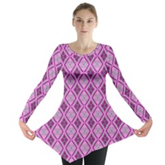 Argyle Large Pink Pattern Long Sleeve Tunic  by BrightVibesDesign