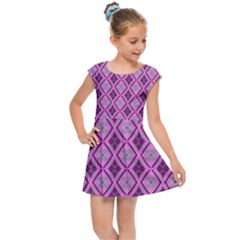 Argyle Large Pink Pattern Kids  Cap Sleeve Dress by BrightVibesDesign