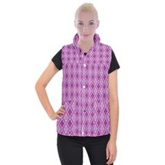 Argyle Large Pink Pattern Women s Button Up Vest by BrightVibesDesign