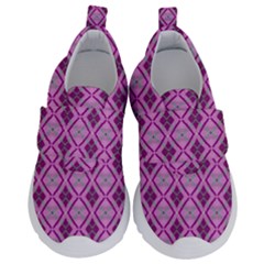 Argyle Large Pink Pattern Kids  Velcro No Lace Shoes by BrightVibesDesign