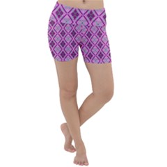 Argyle Large Pink Pattern Lightweight Velour Yoga Shorts by BrightVibesDesign