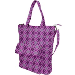 Argyle Large Pink Pattern Shoulder Tote Bag by BrightVibesDesign