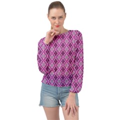 Argyle Large Pink Pattern Banded Bottom Chiffon Top