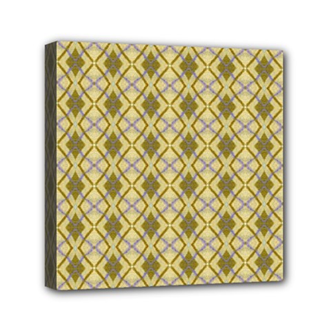 Argyle Large Yellow Pattern Mini Canvas 6  X 6  (stretched) by BrightVibesDesign