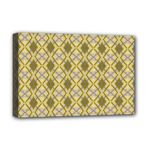 Argyle Large Yellow Pattern Deluxe Canvas 18  X 12  (stretched) by BrightVibesDesign