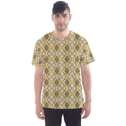 Argyle Large Yellow Pattern Men s Sports Mesh Tee by BrightVibesDesign