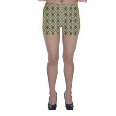 Argyle Large Yellow Pattern Skinny Shorts by BrightVibesDesign