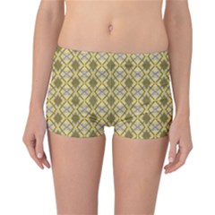 Argyle Large Yellow Pattern Reversible Boyleg Bikini Bottoms by BrightVibesDesign