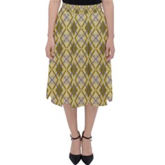 Argyle Large Yellow Pattern Classic Midi Skirt by BrightVibesDesign