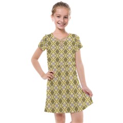 Argyle Large Yellow Pattern Kids  Cross Web Dress by BrightVibesDesign