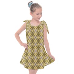 Argyle Large Yellow Pattern Kids  Tie Up Tunic Dress by BrightVibesDesign