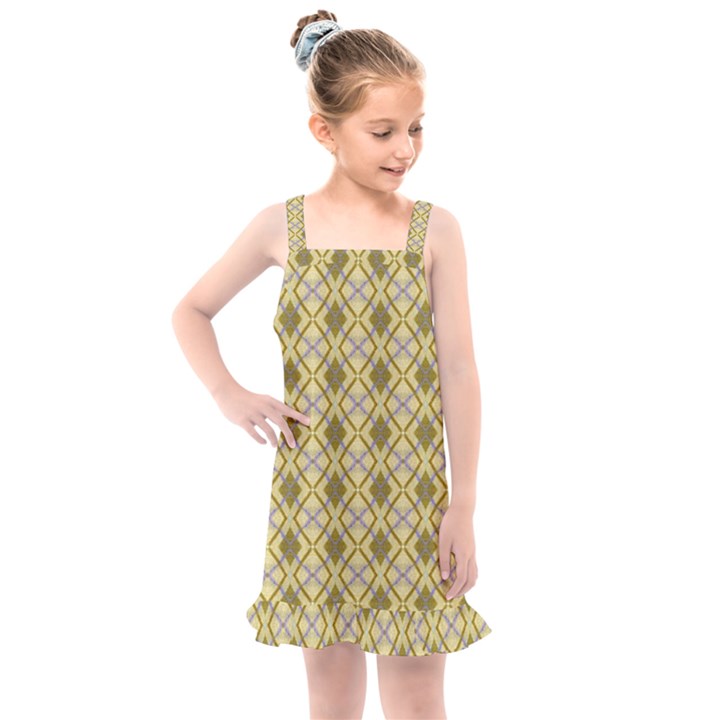 Argyle Large Yellow Pattern Kids  Overall Dress