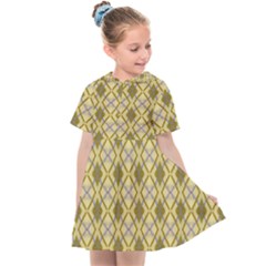 Argyle Large Yellow Pattern Kids  Sailor Dress by BrightVibesDesign