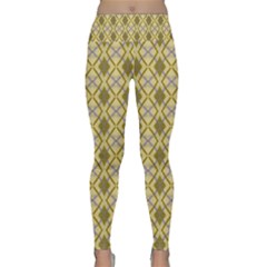 Argyle Large Yellow Pattern Lightweight Velour Classic Yoga Leggings