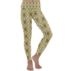 Argyle Large Yellow Pattern Kids  Lightweight Velour Classic Yoga Leggings by BrightVibesDesign