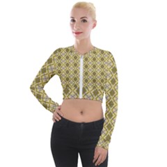 Argyle Large Yellow Pattern Long Sleeve Cropped Velvet Jacket