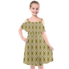 Argyle Large Yellow Pattern Kids  Cut Out Shoulders Chiffon Dress by BrightVibesDesign