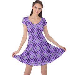 Argyle Large Purple Pattern Cap Sleeve Dress by BrightVibesDesign