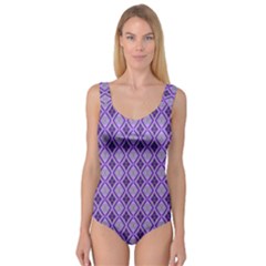 Argyle Large Purple Pattern Princess Tank Leotard  by BrightVibesDesign