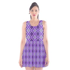 Argyle Large Purple Pattern Scoop Neck Skater Dress by BrightVibesDesign