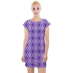 Argyle Large Purple Pattern Cap Sleeve Bodycon Dress by BrightVibesDesign