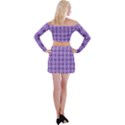 Argyle Large Purple Pattern Off Shoulder Top with Mini Skirt Set View2