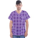 Argyle Large Purple Pattern Men s V-Neck Scrub Top View1