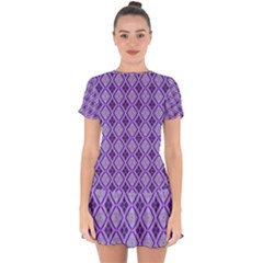 Argyle Large Purple Pattern Drop Hem Mini Chiffon Dress by BrightVibesDesign