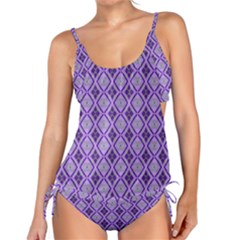 Argyle Large Purple Pattern Tankini Set by BrightVibesDesign