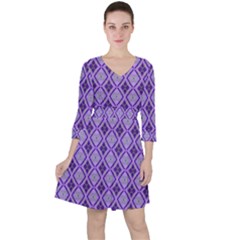 Argyle Large Purple Pattern Ruffle Dress by BrightVibesDesign