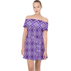 Argyle Large Purple Pattern Off Shoulder Chiffon Dress by BrightVibesDesign