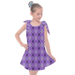 Argyle Large Purple Pattern Kids  Tie Up Tunic Dress by BrightVibesDesign