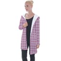 Argyle Light Red Pattern Longline Hooded Cardigan View1