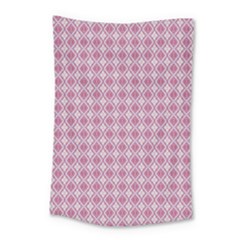 Argyle Light Red Pattern Small Tapestry by BrightVibesDesign