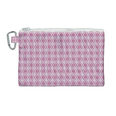 Argyle Light Red Pattern Canvas Cosmetic Bag (large) by BrightVibesDesign