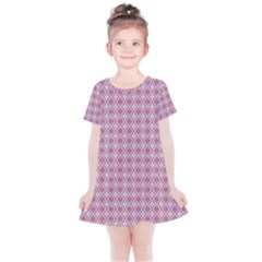 Argyle Light Red Pattern Kids  Simple Cotton Dress by BrightVibesDesign