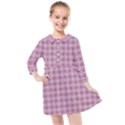 Argyle Light Red Pattern Kids  Quarter Sleeve Shirt Dress View1