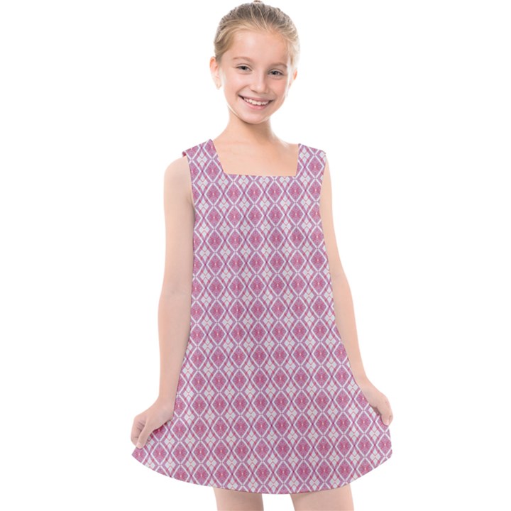 Argyle Light Red Pattern Kids  Cross Back Dress