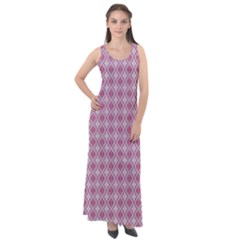 Argyle Light Red Pattern Sleeveless Velour Maxi Dress by BrightVibesDesign