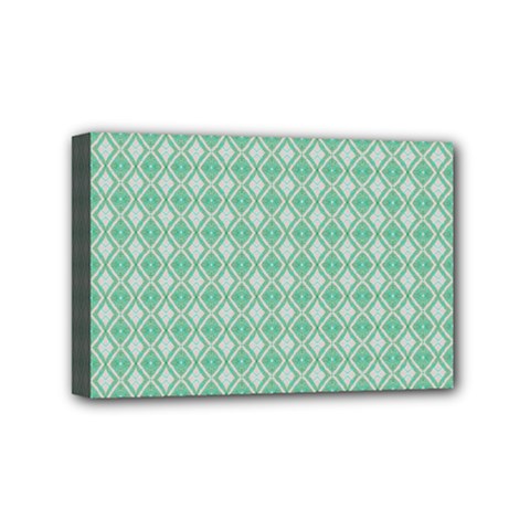 Argyle Light Green Pattern Mini Canvas 6  X 4  (stretched) by BrightVibesDesign