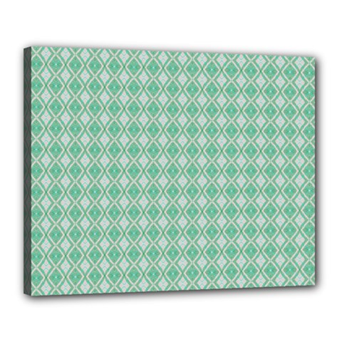 Argyle Light Green Pattern Canvas 20  X 16  (stretched) by BrightVibesDesign