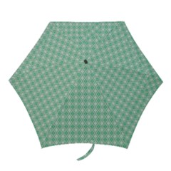 Argyle Light Green Pattern Mini Folding Umbrellas by BrightVibesDesign